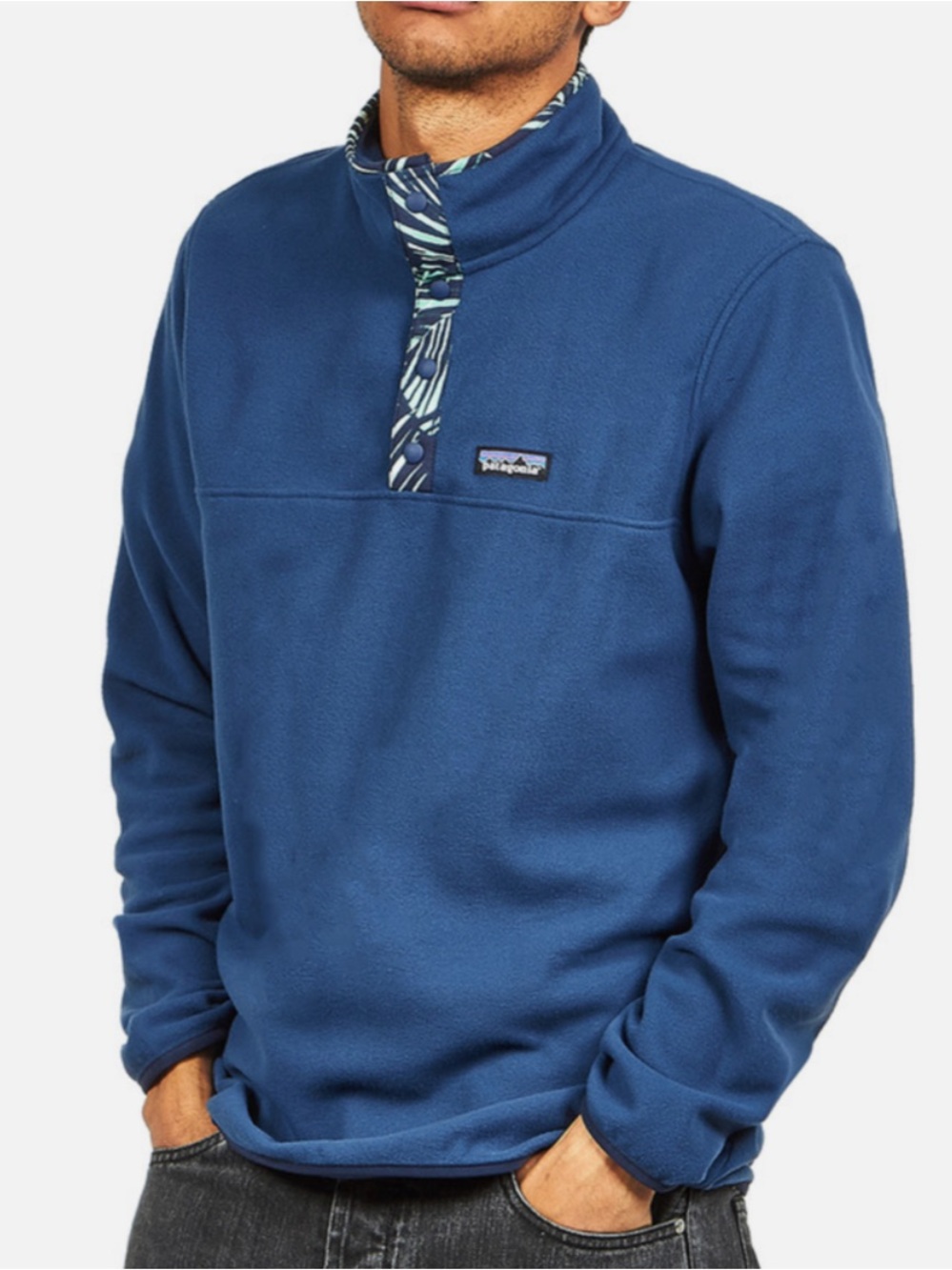 PATAGONIA MENS MICRO D SNAP-T FLEECE PULLOVER BLUE SWEATER S